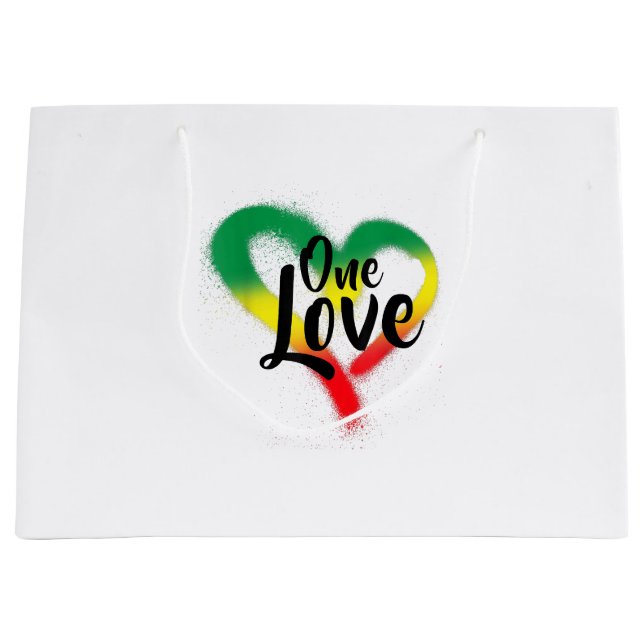 Sacola Para Presentes Grande One Love One Heart Reggae Vibes
