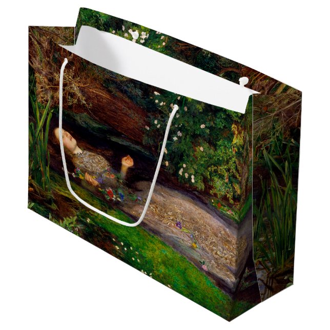 Sacola Para Presentes Grande Ophelia, John Everett Millais (Frente inclinada)