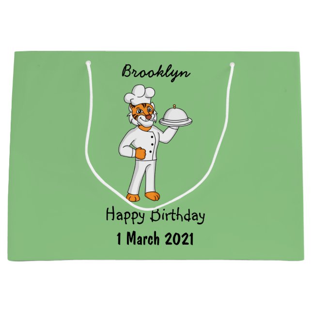 Sacola Para Presentes Grande Óptica de desenho animado de tigre engraçado (Frente)