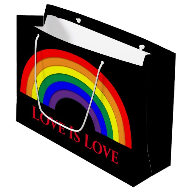 Sacola Para Presentes Grande Orgulho Arco-íris (Frente inclinada)