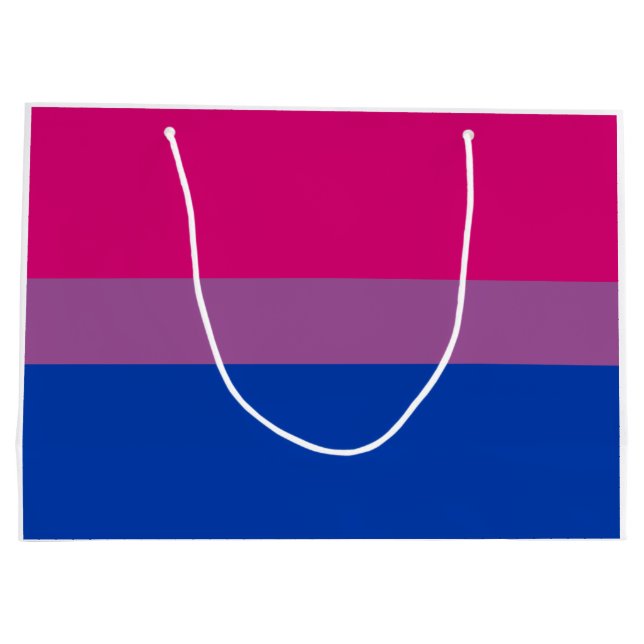 Sacola Para Presentes Grande Orgulho Bissexual (Bandeira Bi) (Verso)