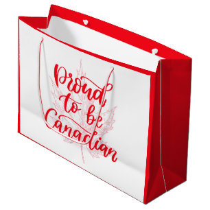 Sacola Para Presentes Grande Orgulhoso ser dia canadense da folha de bordo