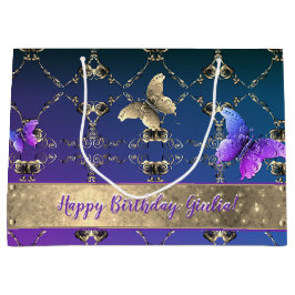 Sacola Para Presentes Grande Ornamentados e borboletas com presentes