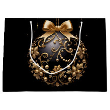 ORNAMENTO DE NATAL GRANDE PRETO E DOURADO