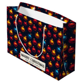 Sacola Para Presentes Grande Ornamentos Coloridos, Feliz Natal