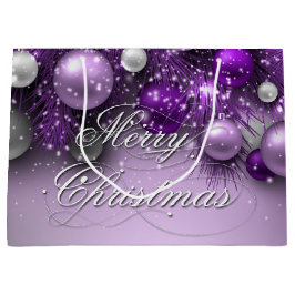 Sacola Para Presentes Grande Ornamentos de Natal - Púrpura