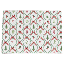 Sacola Para Presentes Grande ornamentos e folhagem de arcos vermelhos de crelli