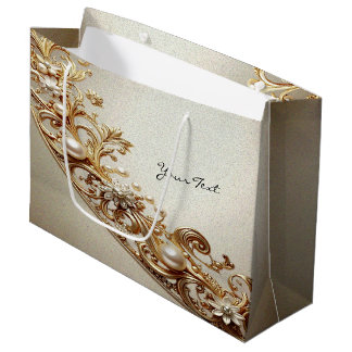 Sacola Para Presentes Grande Ornate Gold Flourish Gift Bag