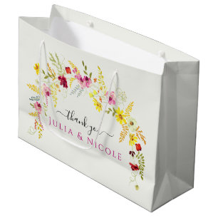 Sacola Para Presentes Grande Orquídeas Selvagens Rosa Roxo Coroa de Flores Casa
