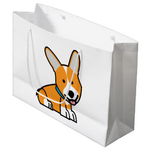 Sacola Para Presentes Grande Os Corgis do Corgi perseguem o Pembroke feliz
