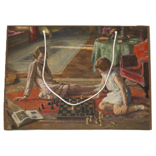 Sacola Para Presentes Grande Os Jogadores de Xadrez (por John Lavery)