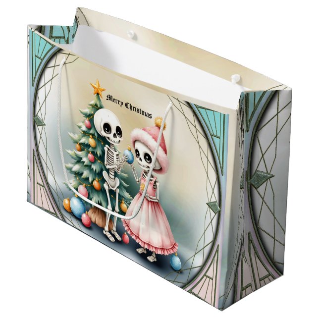 Sacola Para Presentes Grande Ossos, bolas, e um pouco de magia (Frente inclinada)