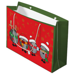 Sacola Para Presentes Grande Ouriços de Natal