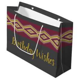 Sacola Para Presentes Grande Ouro de cinza escura e roxo