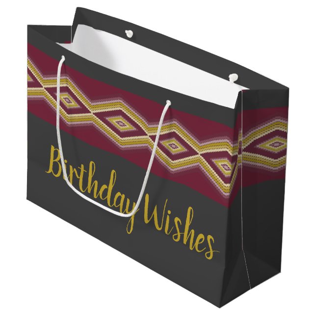 Sacola Para Presentes Grande Ouro de cinza escura e roxo (Frente inclinada)