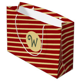 Sacola Para Presentes Grande Ouro de Vintage Monogramas em vermelho