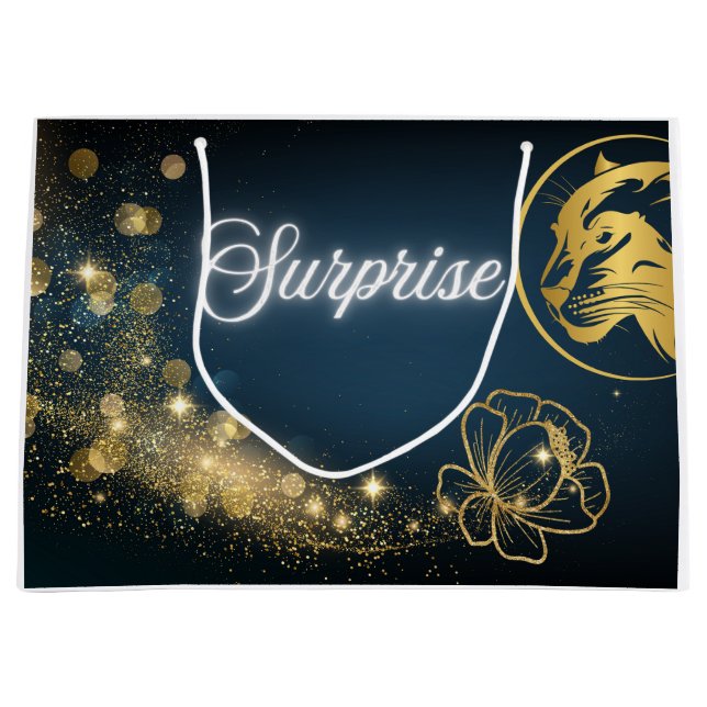 Sacola Para Presentes Grande Ouro disparando surpresa estelar (Frente)