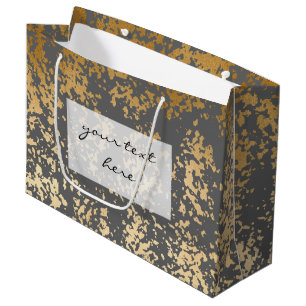 Sacola Para Presentes Grande ouro elegante do falso do pintinho e brushstrokes