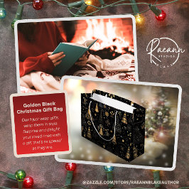 Sacola Para Presentes Grande Ouro Feriado de Natal Preto - Saco do Presente