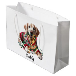 Sacola Para Presentes Grande Ouro Festivo Retriever Natal Gift Bag