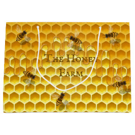 Sacola Para Presentes Grande Ouro Honeycomb & Bebês Personalizado Grande Bolsa