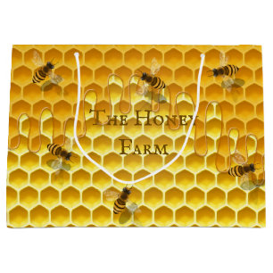 Sacola Para Presentes Grande Ouro Honeycomb & Bebês Personalizado Grande Bolsa 