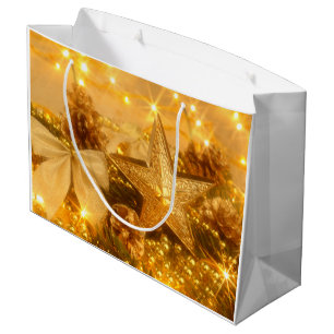 Sacola Para Presentes Grande Ouro Natal - Grande Saco de Presente