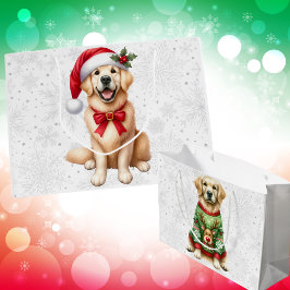 Sacola Para Presentes Grande Ouro Retriever Natal Gift Bag