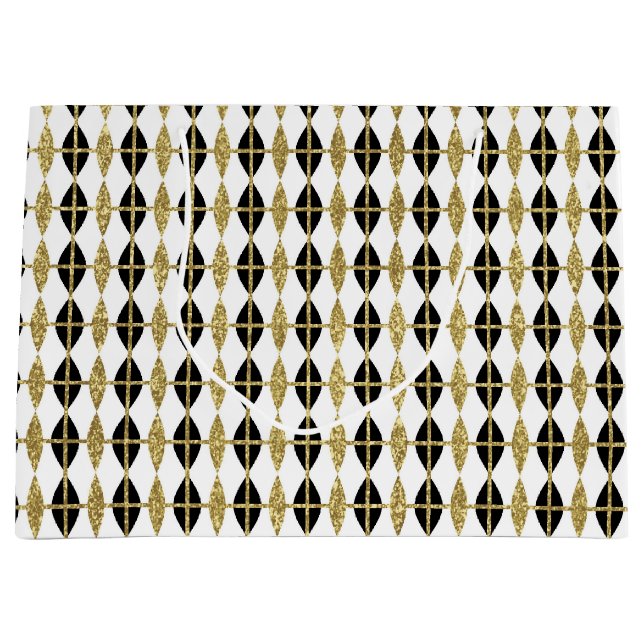 Sacola Para Presentes Grande Ouros e Dourada Grade (Frente)