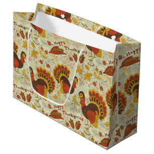 Sacola Para Presentes Grande Outono rústico da queda do dia de acção de gra