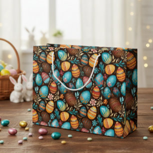 Sacola Para Presentes Grande Ovos de Páscoa Chocolate