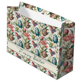 Sacola Para Presentes Grande Ovos de Páscoa padrão nostálgico de colheita n.o 4