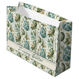 Sacola Para Presentes Grande Ovos de Páscoa padrão nostálgico de vintagem n.o 2