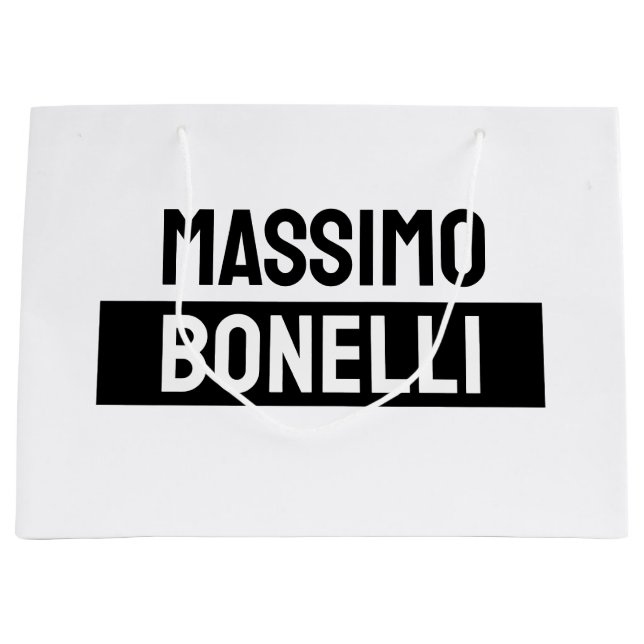 Sacola Para Presentes Grande Own Name Minimalist Modern Plain Black White (Frente)
