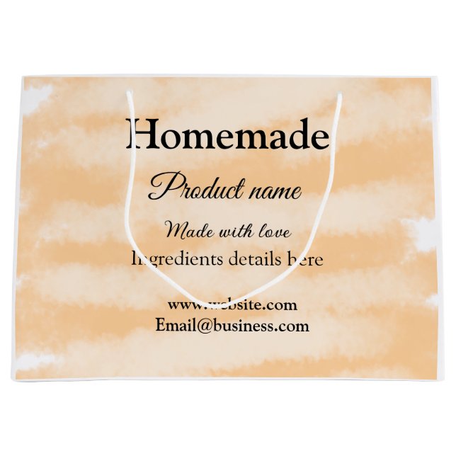 Sacola Para Presentes Grande Padaria caseira feita com amor adicionar texto sit (Frente)