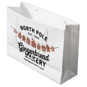 Sacola Para Presentes Grande Padaria de Biscoito de Gengibre do Polo Norte Vint