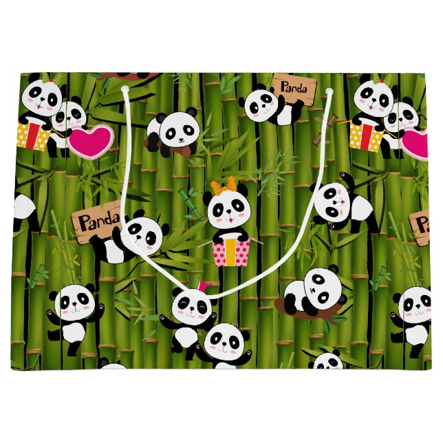 Sacola Para Presentes Grande Padrão 2 do Panda (Frente)