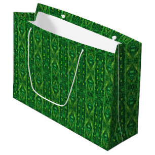 Sacola Para Presentes Grande Padrão abstrato futurista de folhas verdes