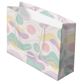 Sacola Para Presentes Grande Padrão Abstrato Seamless Pastel Ondas e Círculos
