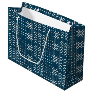 Sacola Para Presentes Grande Padrão africano de clama azul moderna