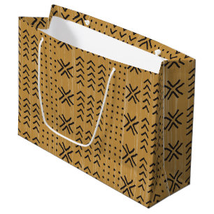 Sacola Para Presentes Grande Padrão Africano de Mudcloth Castanho Moderno