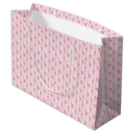 Sacola Para Presentes Grande Padrão Aleatório de Pássaro Flamingo Rosa