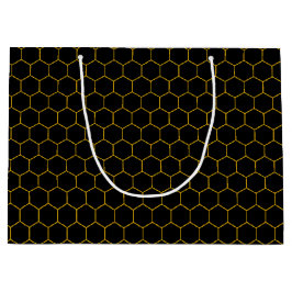 Sacola Para Presentes Grande Padrão alveolado amarelo abstrato hexágonos
