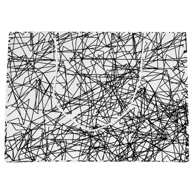 Sacola Para Presentes Grande padrão artístico branco-preto abstrato moderno (Frente)