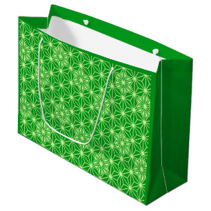Sacola Para Presentes Grande Padrão Asanoha japonês - esmeralda verde