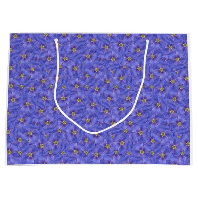 Sacola Para Presentes Grande Padrão Azul de Linho Invisível (Frente)