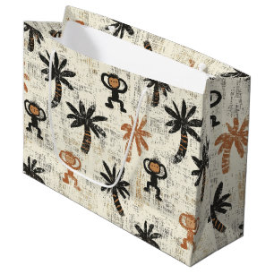 Sacola Para Presentes Grande Padrão Boho Macaco Selva Safari