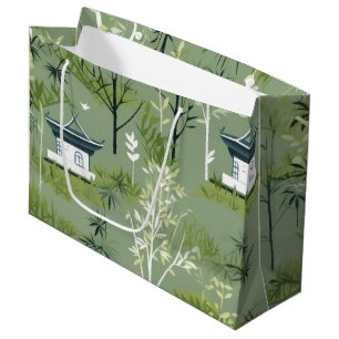 Sacola Para Presentes Grande Padrão Botânico da Floresta de Bambu Zen (2)