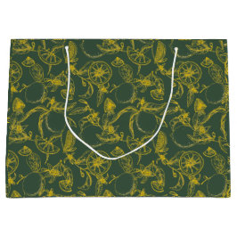 Sacola Para Presentes Grande Padrão Botânico de Limão em Verde com Etiqueta