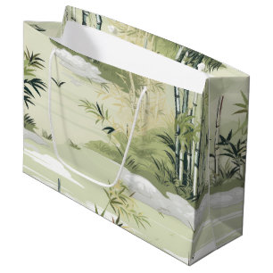 Sacola Para Presentes Grande Padrão Botânico Floresta de Bambu Zen (1)